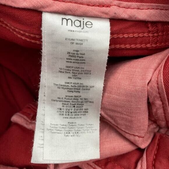 Maje Broder Tomette Skinny Jean Size XS In Washed Red Pink - Picture 7 of 8